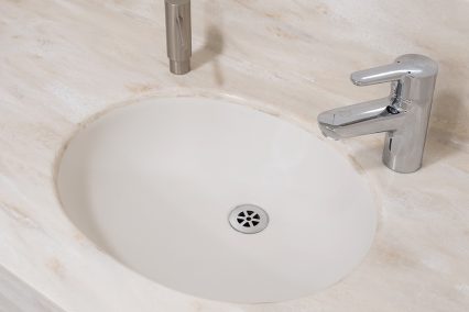Corian vanity unit with integral bowl