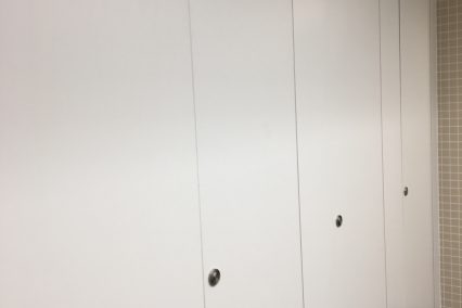 Line Plus cubicle doors in Polar white finish