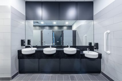 Stepped vanity unit