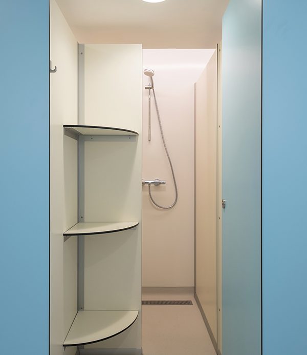 For changing and showering