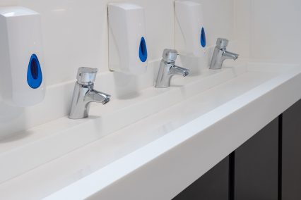Solid surface vanity trough